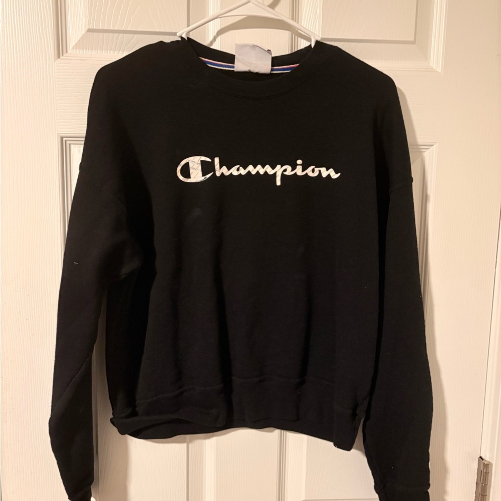 Champion Women's Black and White Logo Sweatshirt